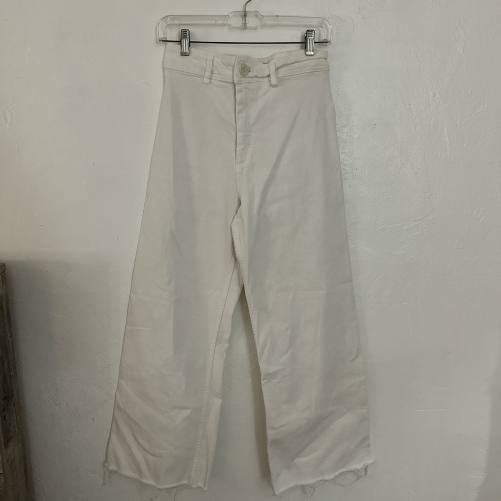 Zara marine high waisted wide leg white jeans